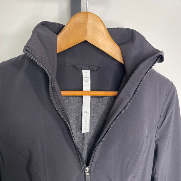 Lululemon Black Full Zip Round Trip Fitted Stretch Performance Jacket Size 4 - Picture 6 of 13